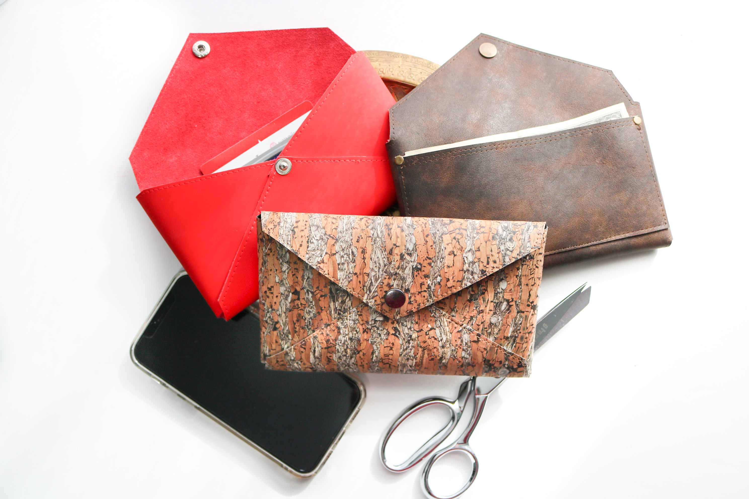 Premium Photo | Sewing a purse, wallet, bag, backpack. tool for working  with genuine leather.